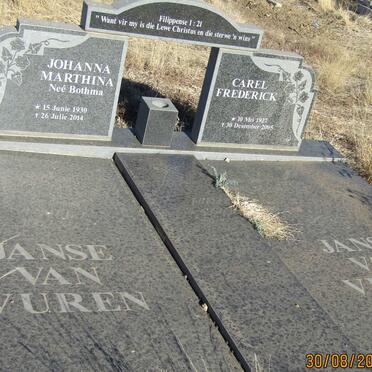 VUREN Carel Frederick, Janse van 1927-2005 &amp; Johanna Marthina BOTHMA 1930-2014