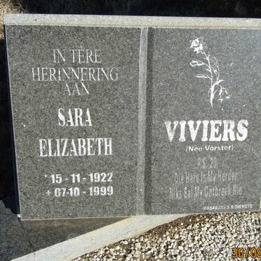 VIVIERS Sara Elizabeth nee VORSTER 1922-1999
