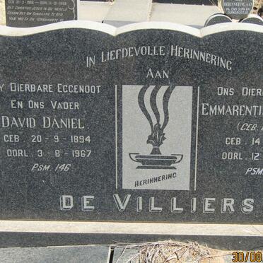 VILLIERS David Daniel, de 1894-1967 &amp; Emmarentia Catharina DE BEER 1899-1987
