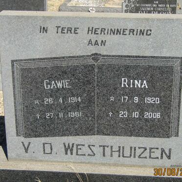WESTHUIZEN Gawie, v.d. 1914-1981 &amp; Rina 1920-2006