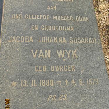 WYK Jacoba Johanna Susarah, van nee BURGER 1888-1979