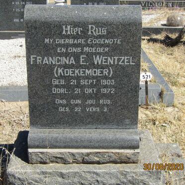WENTZEL Francina E. nee KOEKEMOER 1903-1972