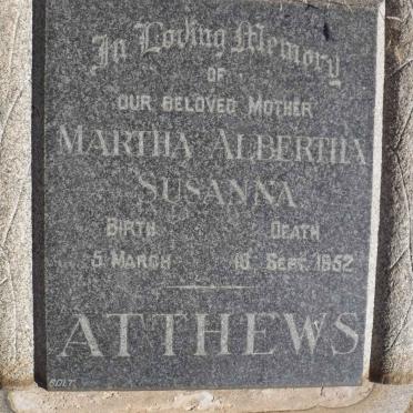 ATTHEWS Martha Albertha Susanna -1952