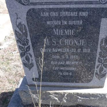 CRONJÉ M.S. nee VAN ASWEGEN 1919-1949