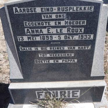 FOURIE Anna E. nee LE ROUX 1899-1933