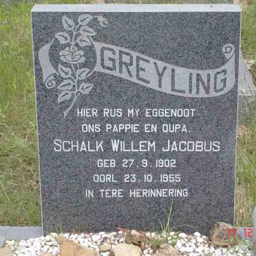 GREYLING Schalk Willem Jacobus 1902-1955