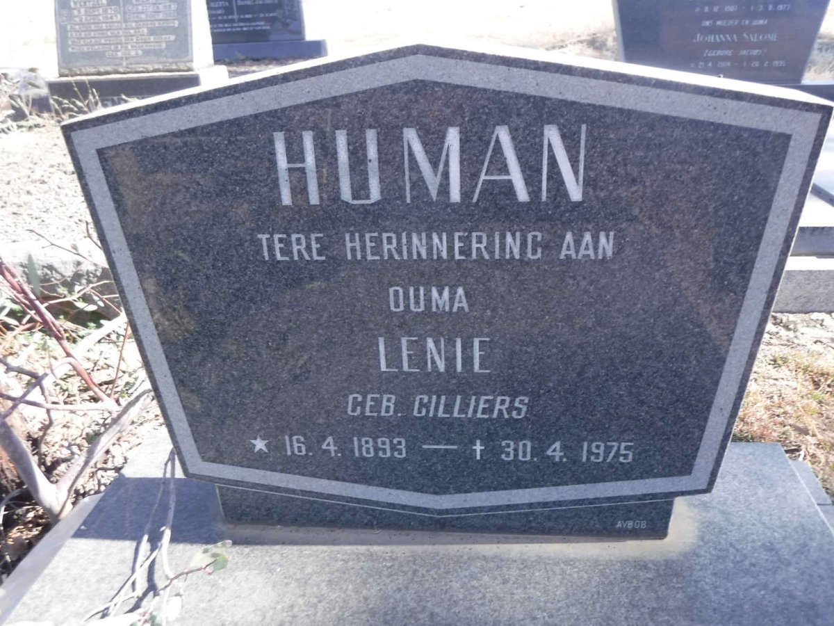 HUMAN Lenie nee CILLIERS 1893-1975
