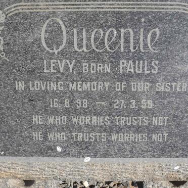 LEVY Queenie nee PAULS 1898-1959