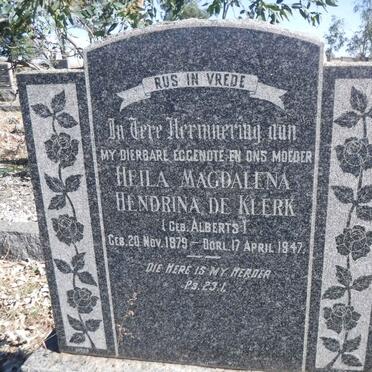 KLERK Heila Magdalena Hendrina, de nee ALBERTS 1879-1947