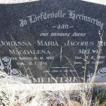 MEINTJES Jacobus Marjan Melvie1890-1962 &amp; Johanna Maria Magdalena BURGER 1892-1955