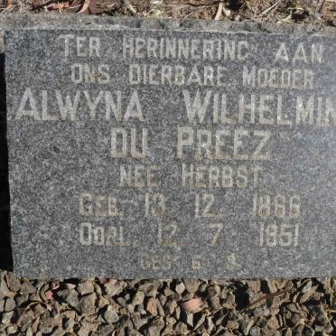 PREEZ Alwyna Wilhelmina, du nee HERBST 1866-1951