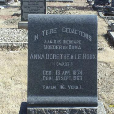 ROUX Anna Dorethea, le nee SWART 1874-1963