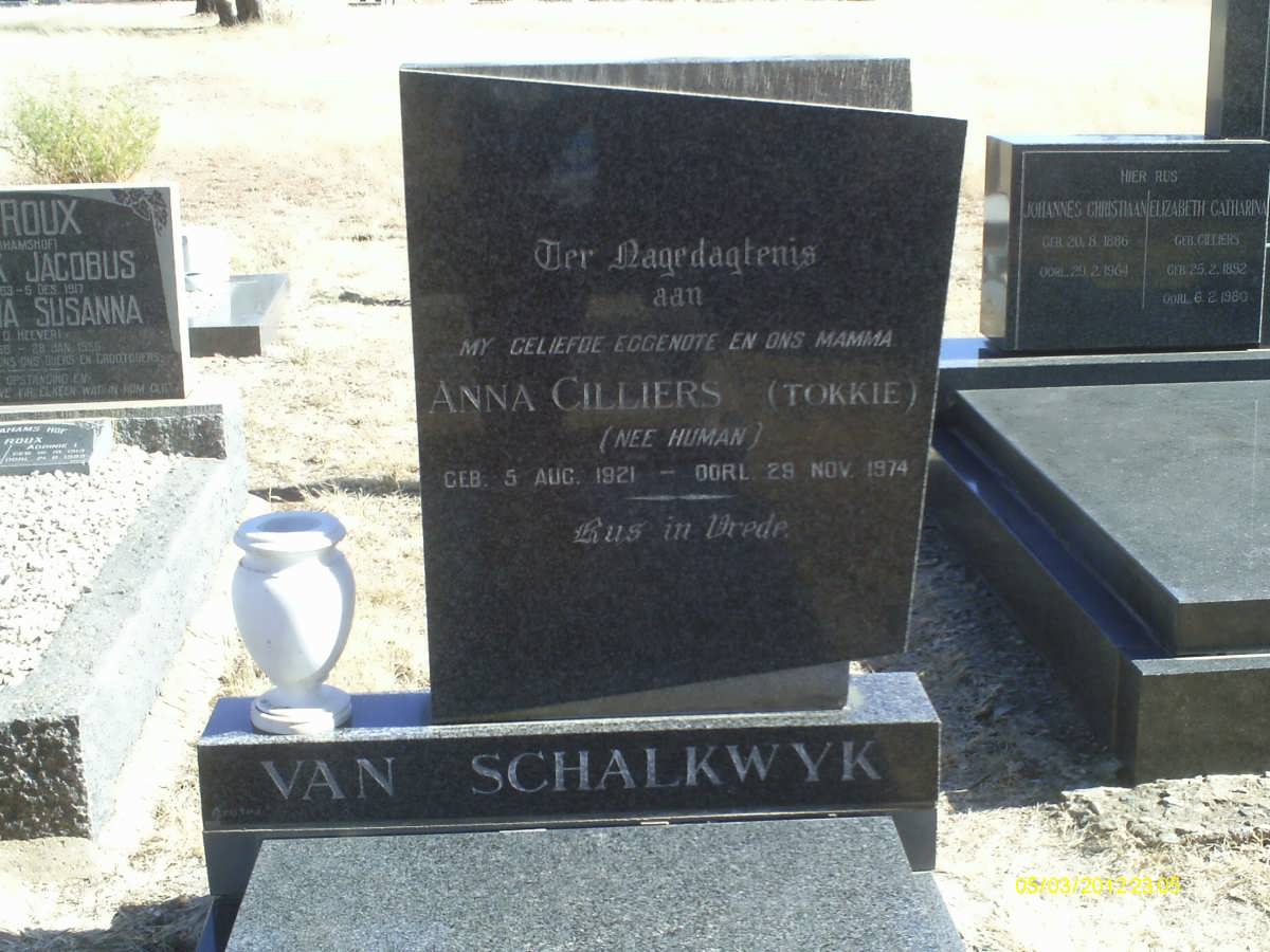 SCHALKWYK Anna Cilliers, van nee HUMAN 1921-1974