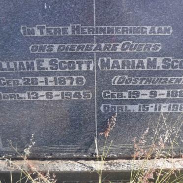 SCOTT William E. 1878-1945 &amp; Maria M. OOSTHUIZEN 1882-1961