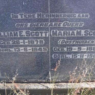 SCOTT William E. 1878-1945 &amp; Maria M. OOSTHUIZEN 1882-1961