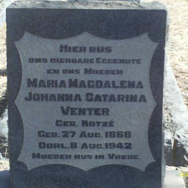 VENTER Maria Magdalena Johannna Catarina nee KOTZE 1868-1942