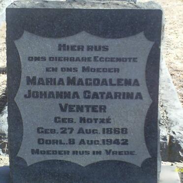 VENTER Maria Magdalena Johannna Catarina nee KOTZE 1868-1942