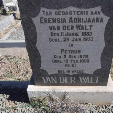 WALT Petrus, van der 1879-1960 &amp; Erensia Adrijaana 1883-1953
