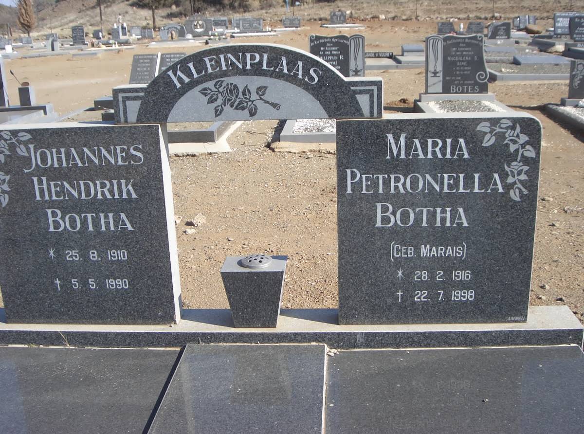 BOTHA Johannes Hendrik 1910-1990 &amp; Maria Petronella MARAIS 1916-1998