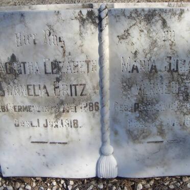 BRITZ Magritha Elizabeth Cornelia nee VERMEULEN 1886-1918 :: VERMEULEN Maria Susanna nee PIENAAR 1868-1922