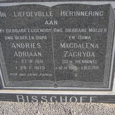 BISSCHOFF Andries Adriaan 1911-1973 &amp; Magdalena Zagryda HENNING 1915-1991