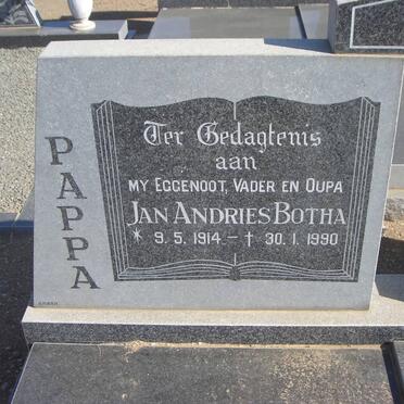 BOTHA Jan Andries 1914-1990 &amp; Esther Cecilia 1929-1998 