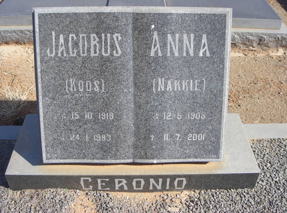 CERONIO Jacobus 1916-1983 &amp; Anna 1908-2001