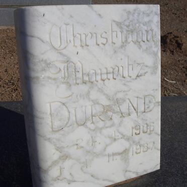DURAND Christiaan Mauritz 1906-1987 &amp; Johanna Maria 1911-1995 