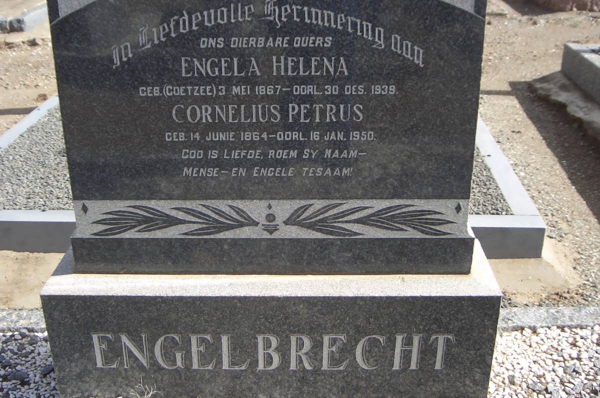 ENGELBRECHT Cornelius Petrus 1864-1950 &amp; Engela Helena COETZEE 1867-1939