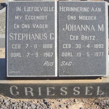 GRIESSEL Stephanus G. 1888-1967 &amp; Johanna M. BRITZ 1892-1977