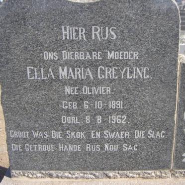 GREYLING Ella Maria nee OLIVIER 1891-1962