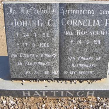 HATTINGH Johan G.C. 1918-1988 &amp; Cornelia P. ROSSOUW 1911-1989