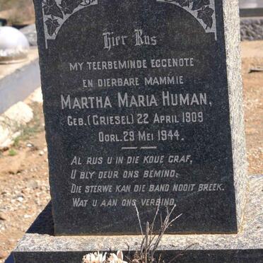 HUMAN Martha Maria nee GRIESEL 1909-1944