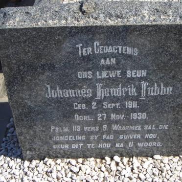 LUBBE Johannes Hendrik 1911-1930