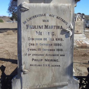 MEIRING Paulina Martina nee DE VILLIERS 1890-1918