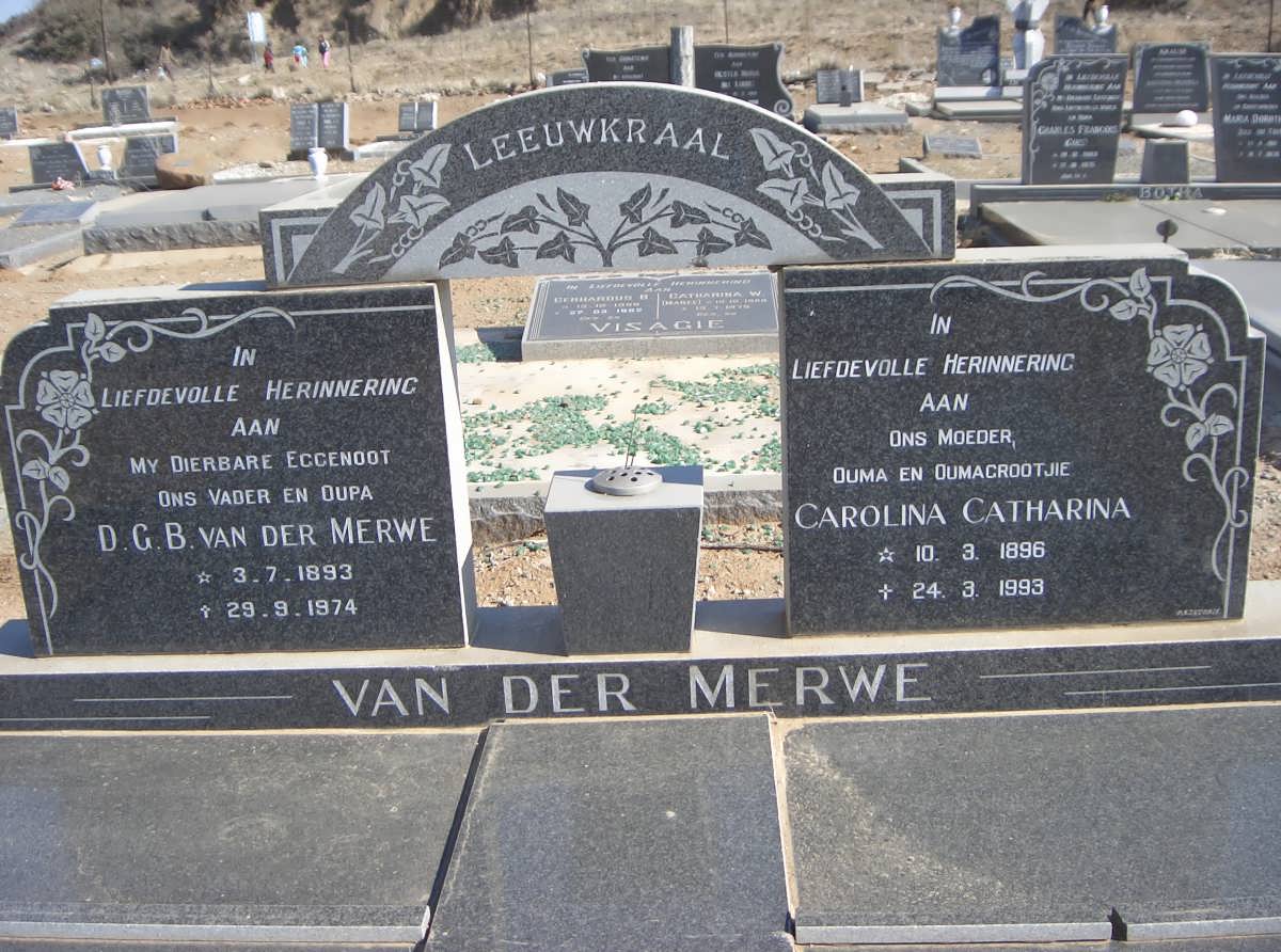 MERWE D.G.B., van der 1893-1974 &amp; Carolina Catharina 1896-1993
