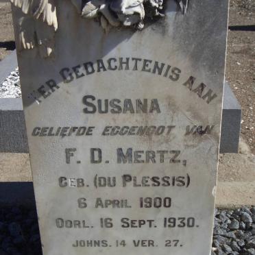 MERTZ Susana nee DU PLESSIS 1900-1930