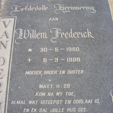 MERWE Willem Frederick, van der 1960-1988