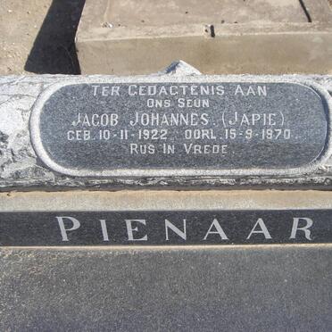 PIENAAR Jacob Johannes 1922-1970