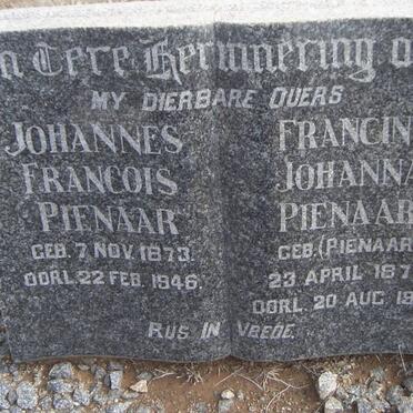 PIENAAR Johannes Francois 1873-1946 &amp; Francina Johanna PIENAAR 1876-1950