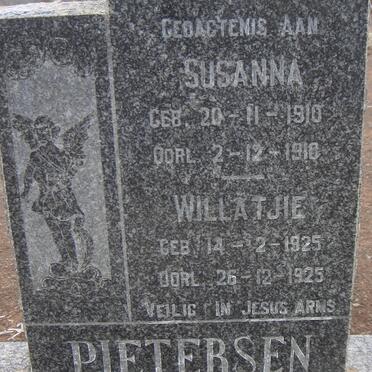 PIETERSEN Susanna 1910-1910 :: PIETERSEN Willatjie 1925-1925