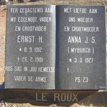 ROUX Ernst H., le 1912-1981 &amp; Anna J.S. MYBURGH 1927-