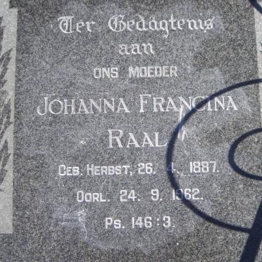 RAAL Abraham 1883-1923 &amp; Johanna Francina HERBST 1887-1962 