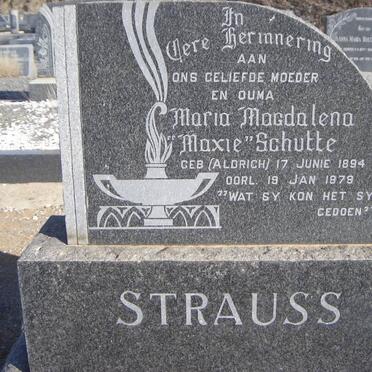 SCHUTTE Maria Magdalena nee ALDRICH 1894-1979