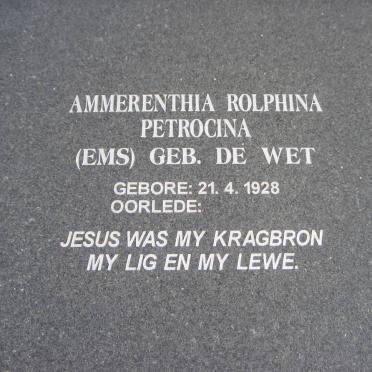SCHALKWYK Ammerenthia Rolphina Petroncina, van nee DE WET 1928-
