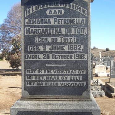 TOIT Johanna Petronella Margaretha, du nee DU TOIT 1882-1918