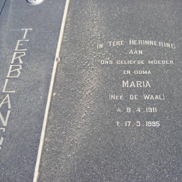 TERBLANCHE Maria nee DE WAAL 1911-1995