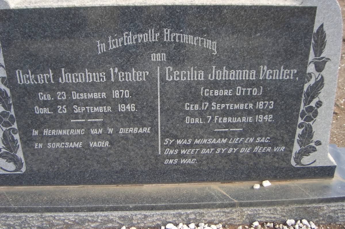 VENTER Ockert Jacobus 1870-1946 &amp; Cecilia Johanna OTTO 1873-1942