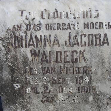 WALDECK Johanna Jacoba nee VAN NIEKERK 1841-1909