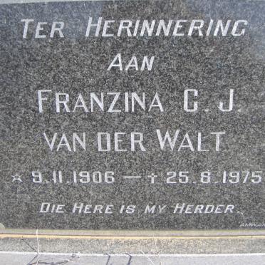 WALT Franzina C.J., van der 1906-1975